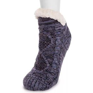 SEALED ~ MUK LUKS Blackberry Cable Short Slipper Socks - L/XL
